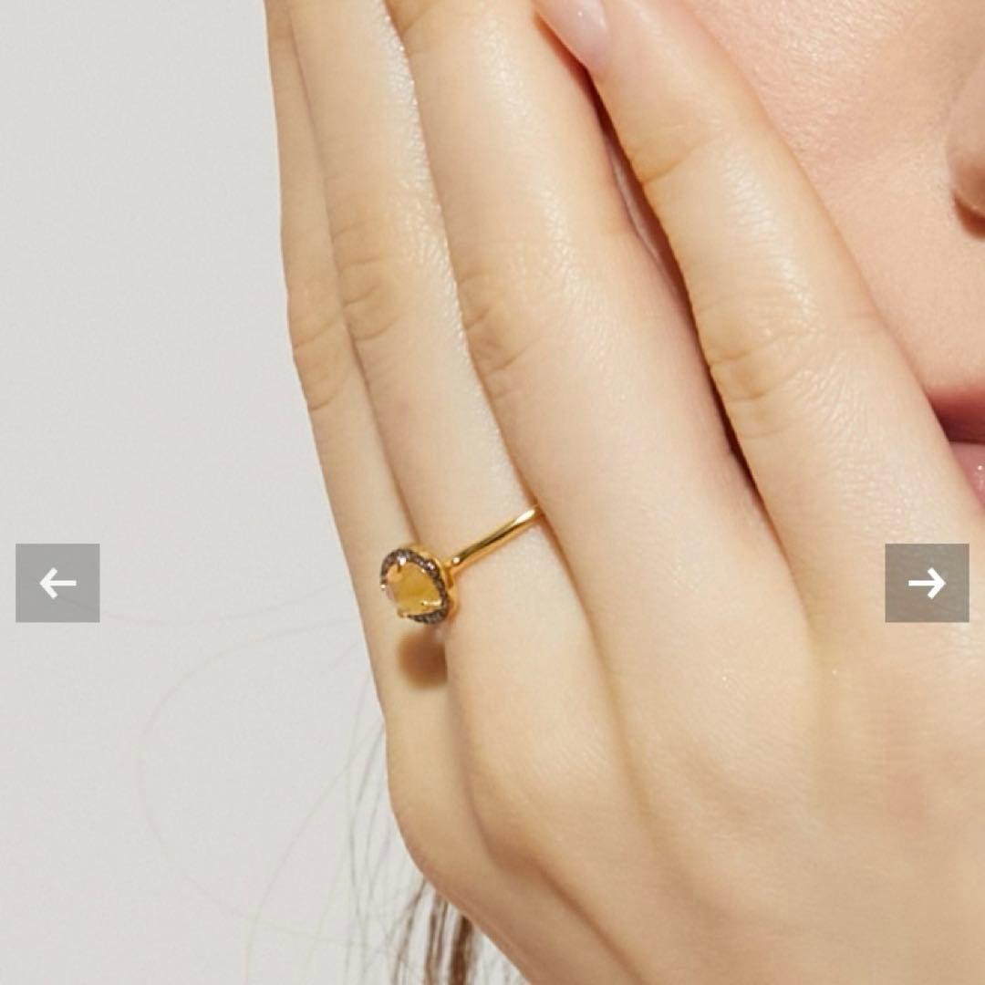 美品ARTIDA OUD ミディアム シトリン パヴェダイヤモンドリング 13号