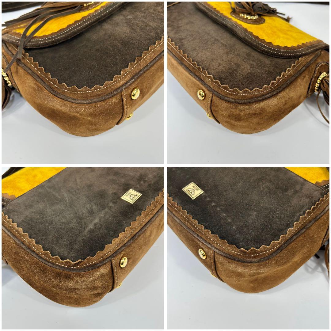 希少 MOSCHINO スエード フリンジ ショルダーバッグ ギャランティー付き