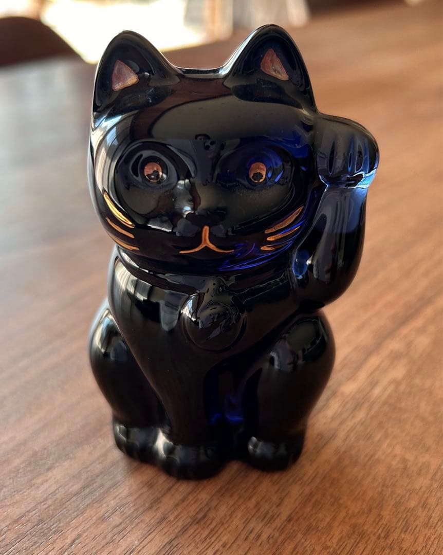 baccarat バカラ 招き猫 ミッドナイトブルー 縁起物 クリスタル 置物