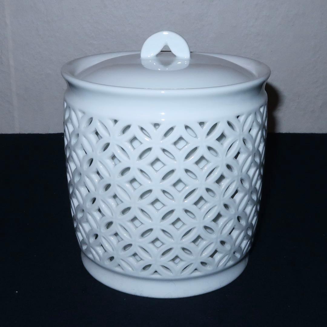 茶道具】加藤藤城作 白磁七宝透皆具