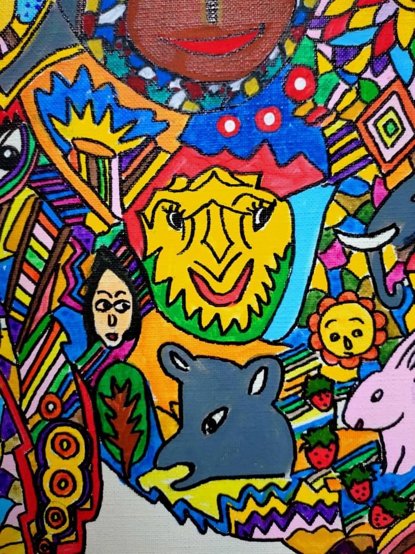 F6号】ジミー大西【ゴリラ】手描き作品/表裏サイン/油彩/アクリル/絵画