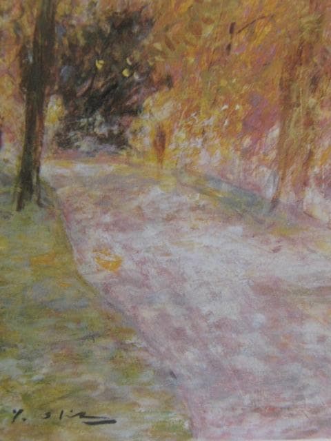 岡義実、【マルヌ河の秋】、希少な額装用画集より、新品額装付、状態良好