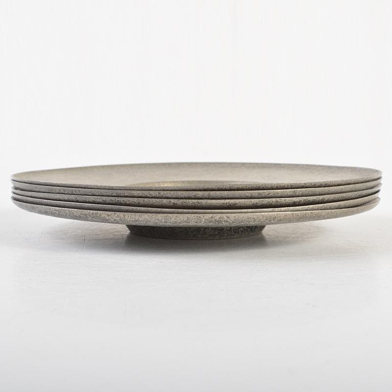 taka　竹影堂榮眞造　唐物錫円式茶托五客　依求晃写　共箱　M　R7347