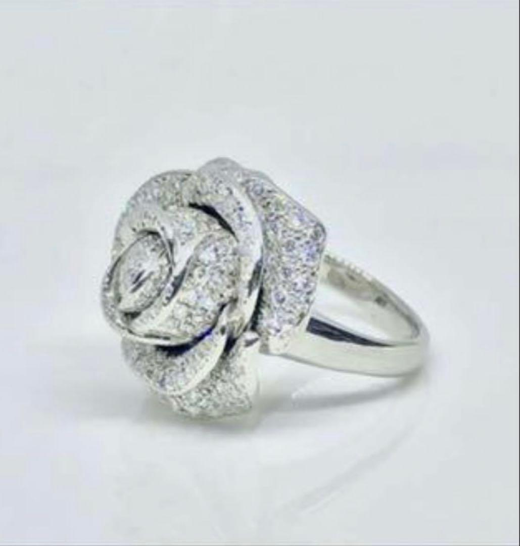 pt900豪華プラチナ 薔薇ローズダイヤモンドリング