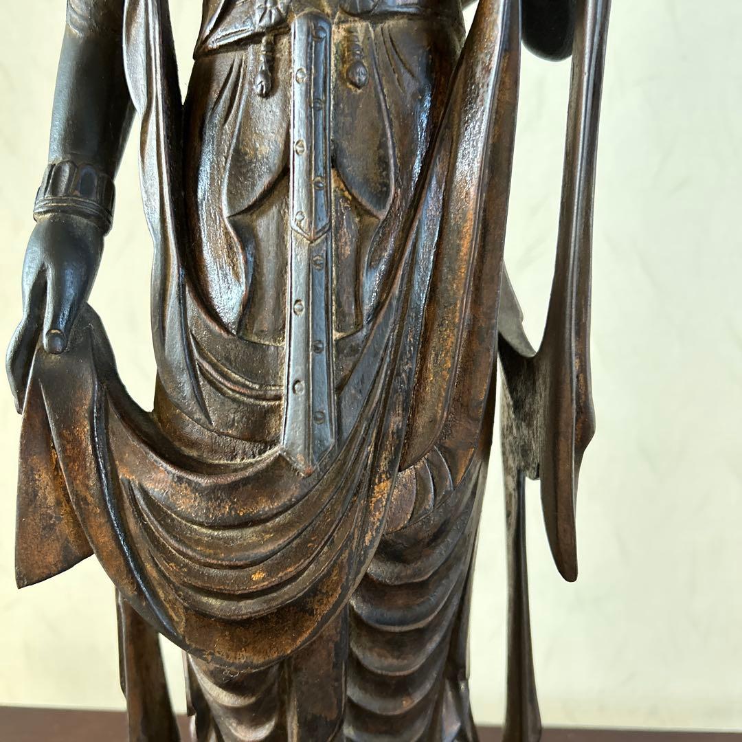 骨董品】 大型 聖観音菩薩像 62センチ 木彫り - メルカリ