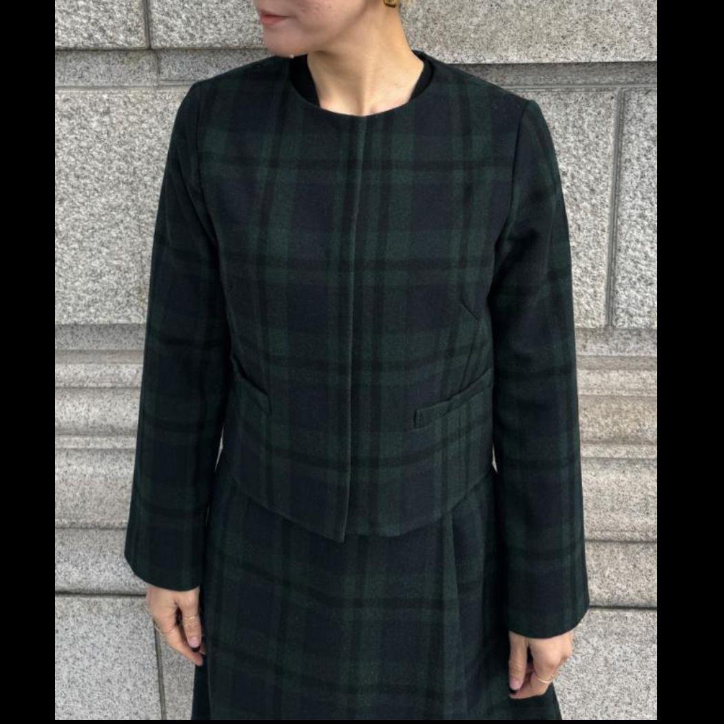 JENNE 最新✨ダークグリーン チェック柄 Aラインスカート 新品 タグあり