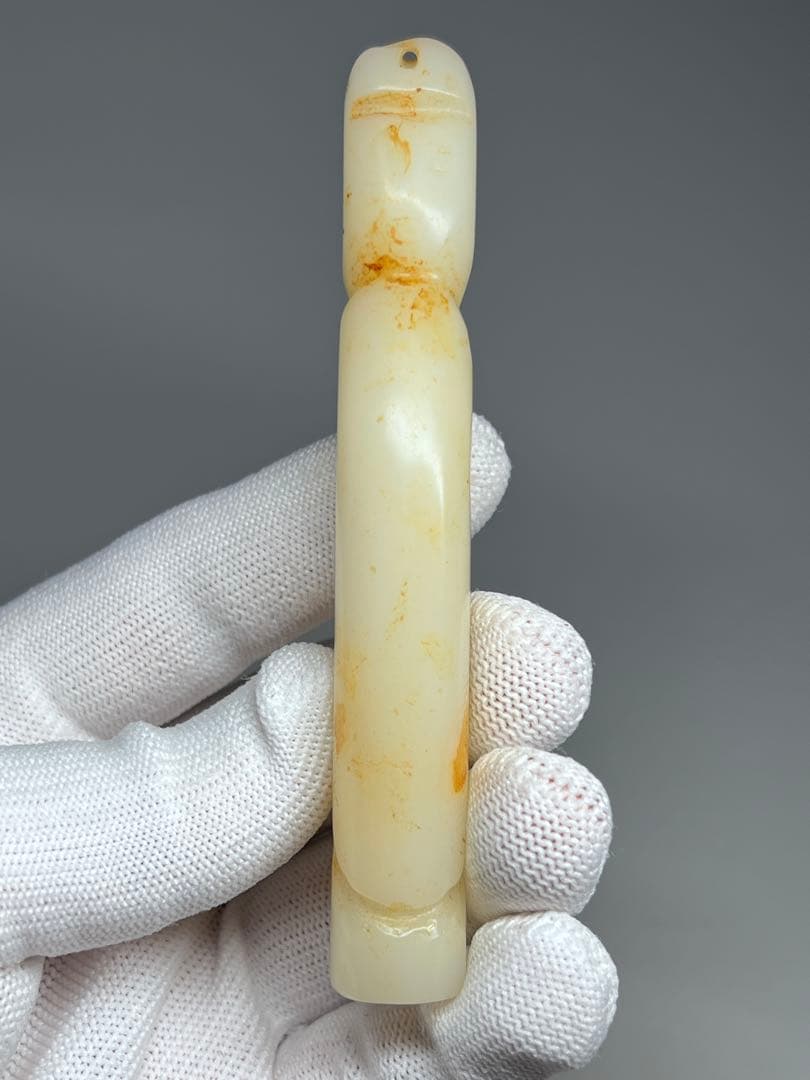 中国古美術 白玉 和田玉 雕刻玉人 根付 手彫 置物 時代 珍品旧蔵