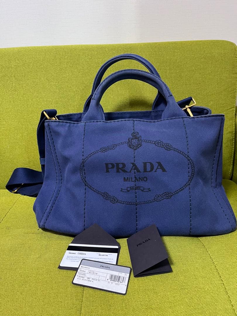超美品　2wayプラダ　カナパ　ネイビー　Mサイズ