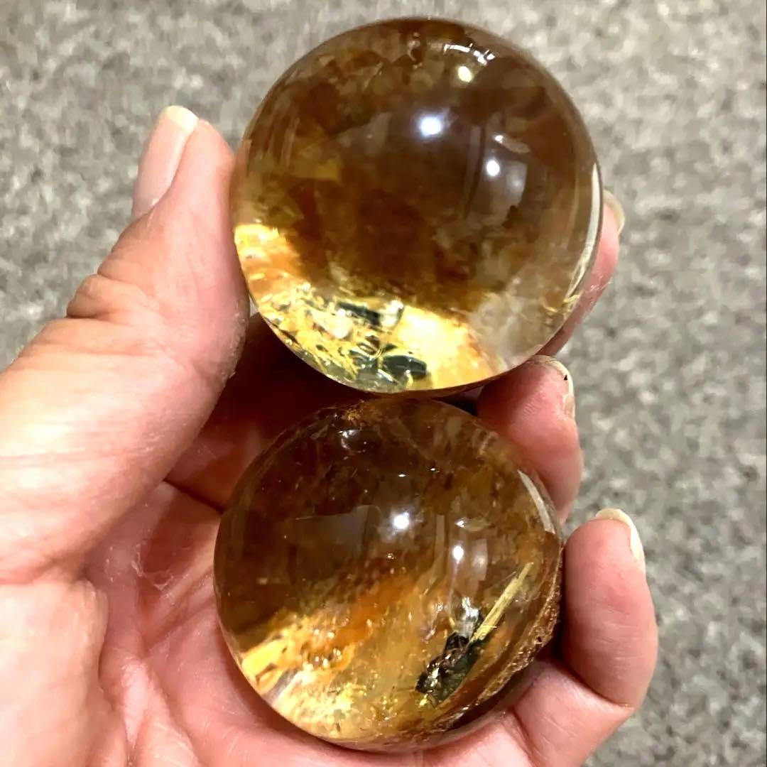 ゴールドルチルクォーツ　丸玉　スフィア　2点　金針水晶　パワーストーン 高品質]ゴールドルチルクォーツ丸玉/スフィア - 埼玉県吉川市の天然石