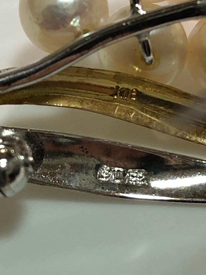 に*ー様 本物保証！K18/SILVERコンビ　本真珠ブローチ！ 8.83g