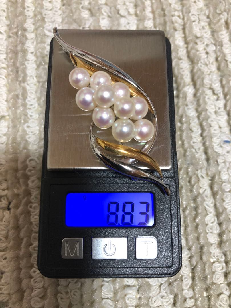 に*ー様 本物保証！K18/SILVERコンビ　本真珠ブローチ！ 8.83g