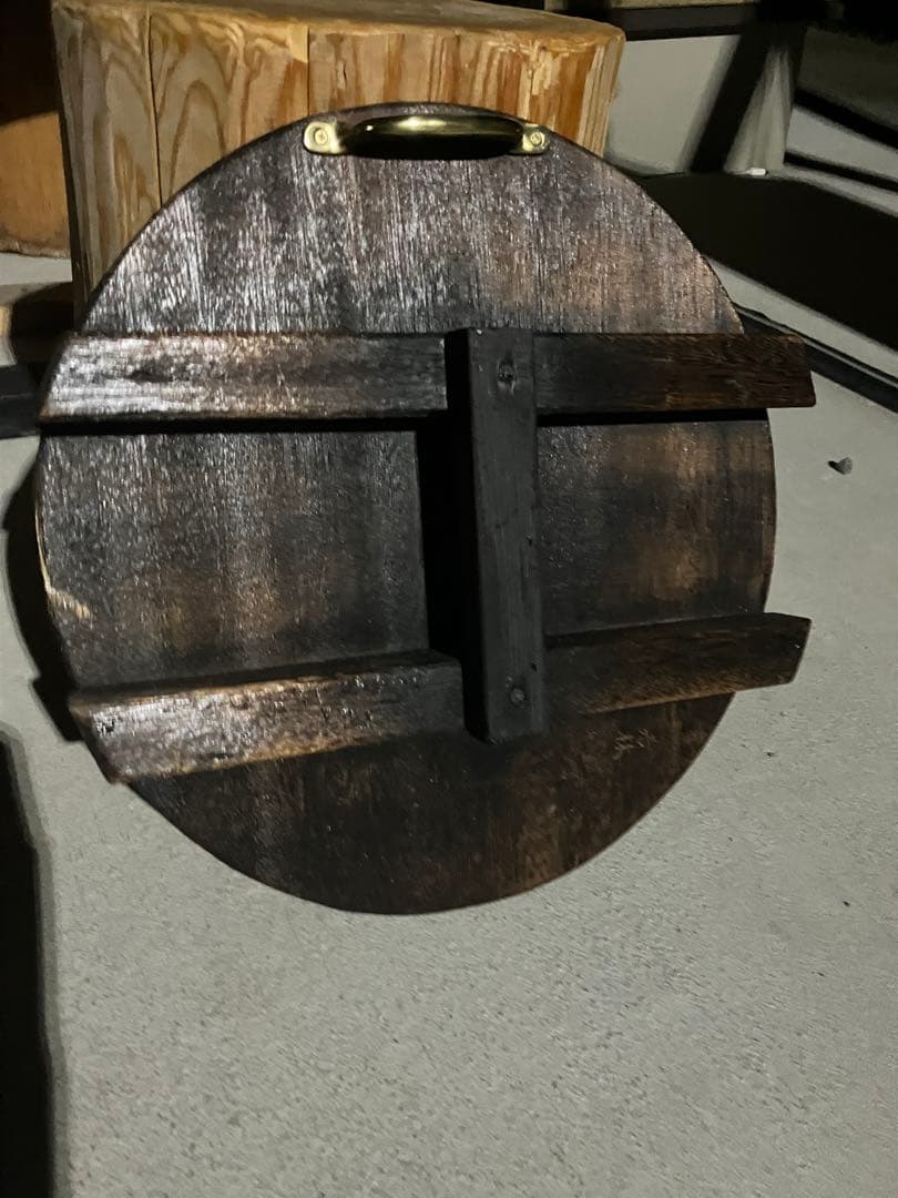 木製看板 飲食店 （本日完売） レトロ風 鍋蓋アレンジ 手彫り