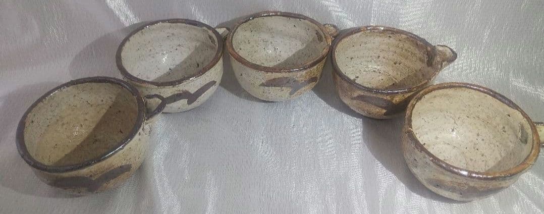 中川自然坊 【 粉引唐津 片口向付 】 五客 茶道具 懐石道具 共箱