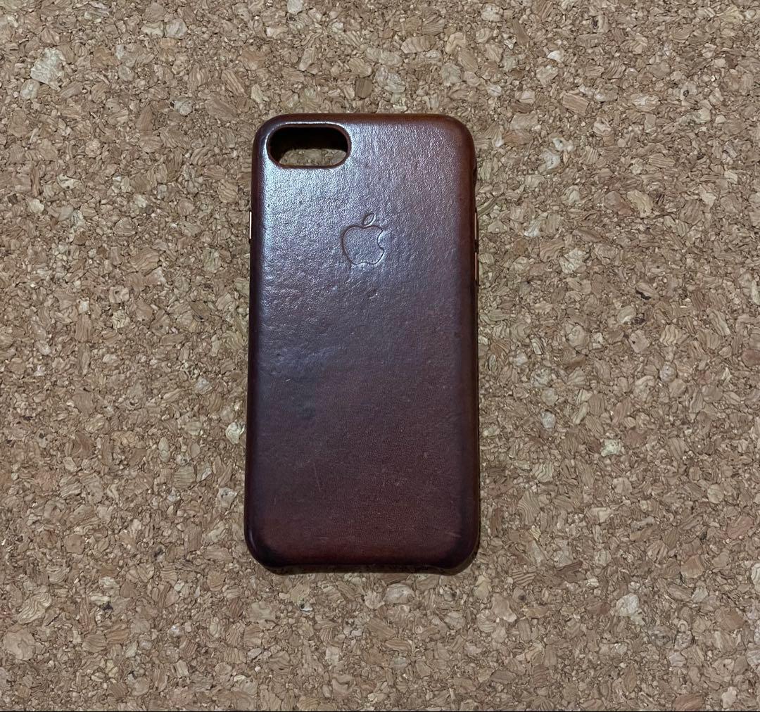 iPhone8/7/SE 純正 apple レザーケース サドルブラウン