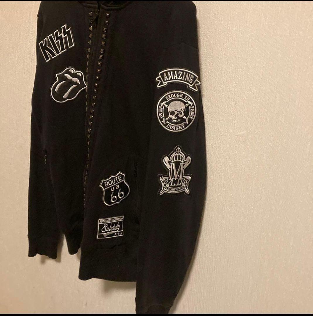 ヒステリックグラマー　スタッズ ワッペンパーカー 黒