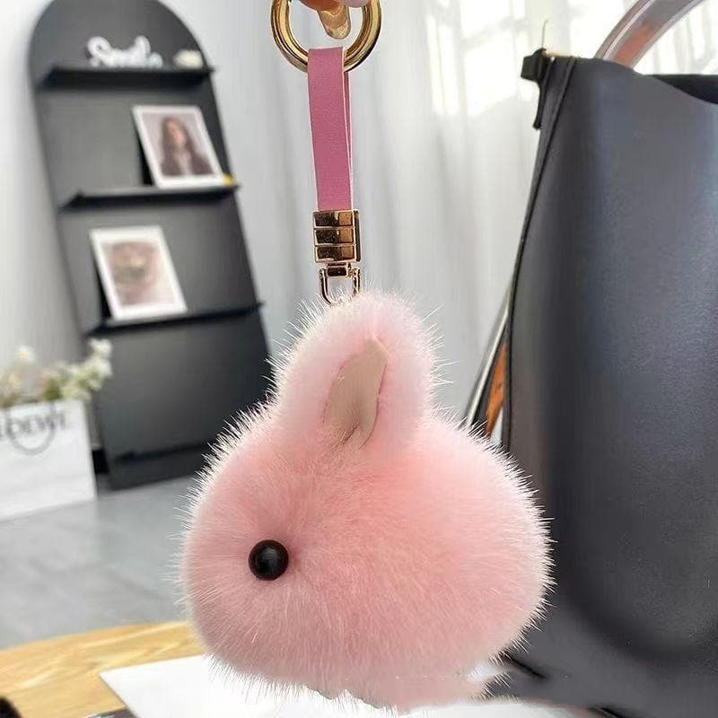 毛玉うさぎのミンクの毛皮を模したミニウサギのキーホルダー 344