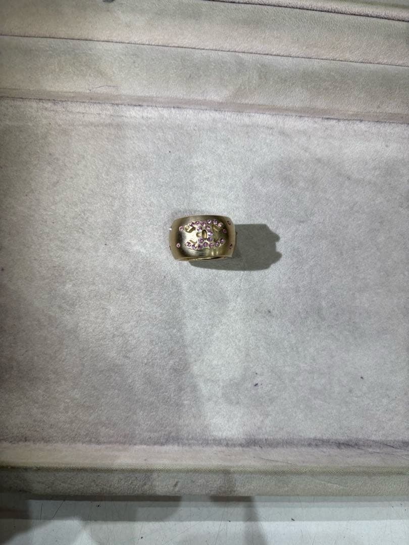 CHANEL ゴールド　ピンクストーン　リング　vintage ココマーク