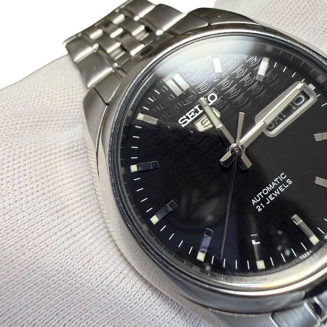 状態良好品 セイコー5 7S26-01V0 ブラック メンズ 自動巻き腕時計