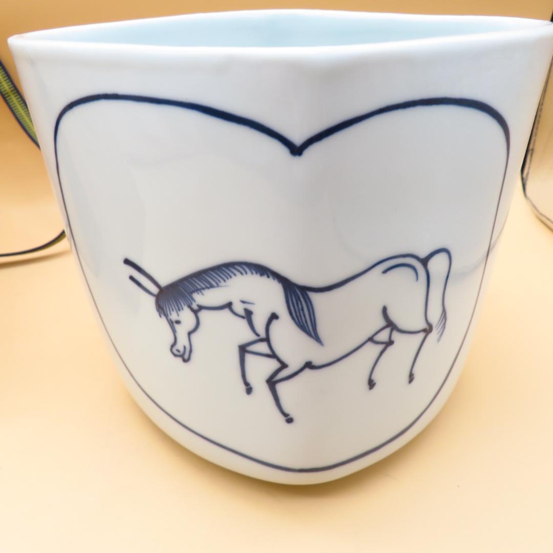 静山 造 平安 富田 染付 菱馬 水指 漆蓋 茶道具 Yahoo!オークション -「