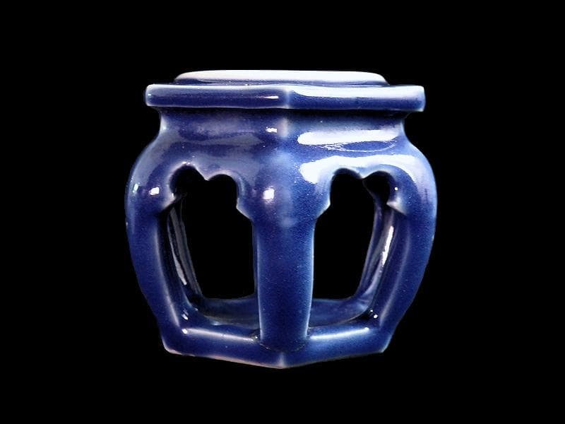 古伊万里　瑠璃透かし　六角　盃台　C564AS-CGo