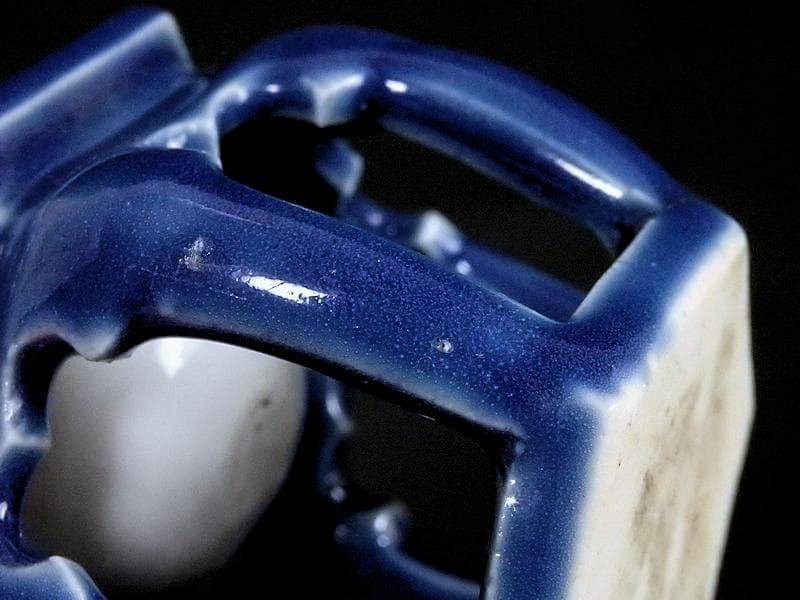 古伊万里　瑠璃透かし　六角　盃台　C564AS-CGo