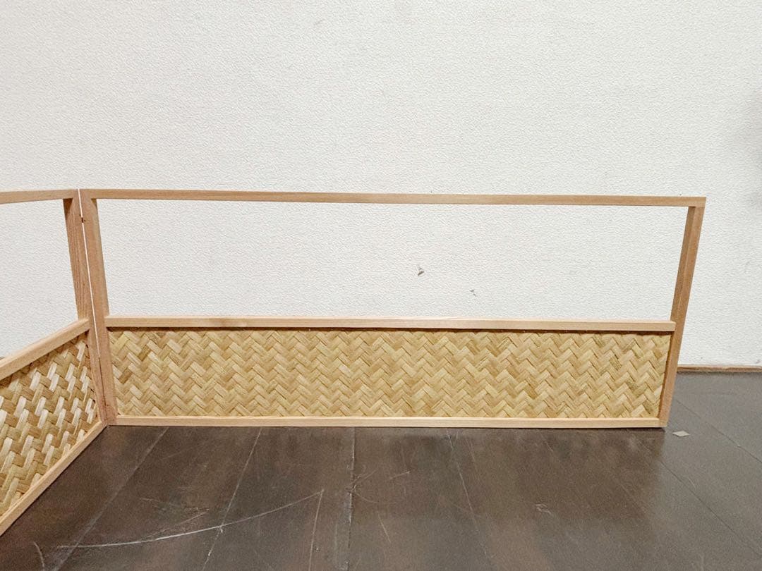 ほぼ未使用 茶道具 黒田宗傳造 竹アジロ台目棚 風炉先屏風