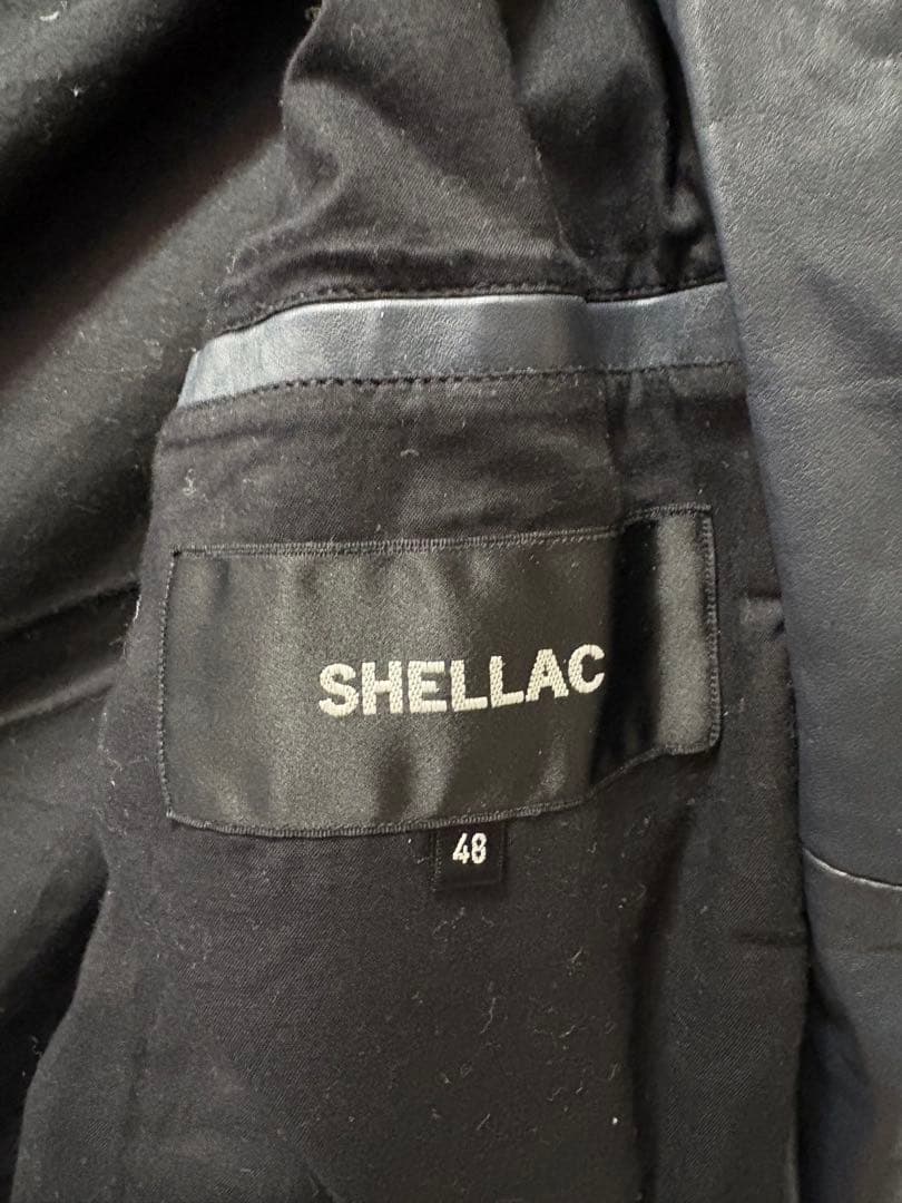 SHELLAC シングルライダース カウスキン ネイビーレザー 48