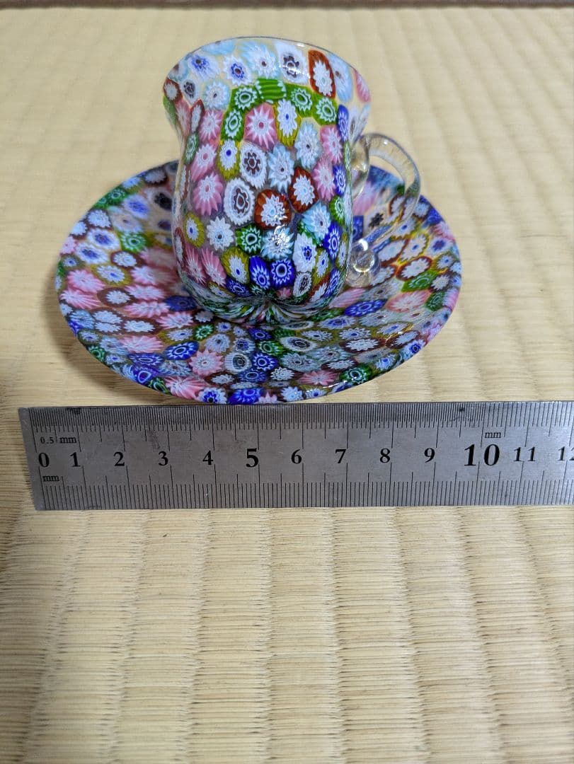 ムラノガラス.ベネチアンガラス ティーカップ .ソーサ、1セットは