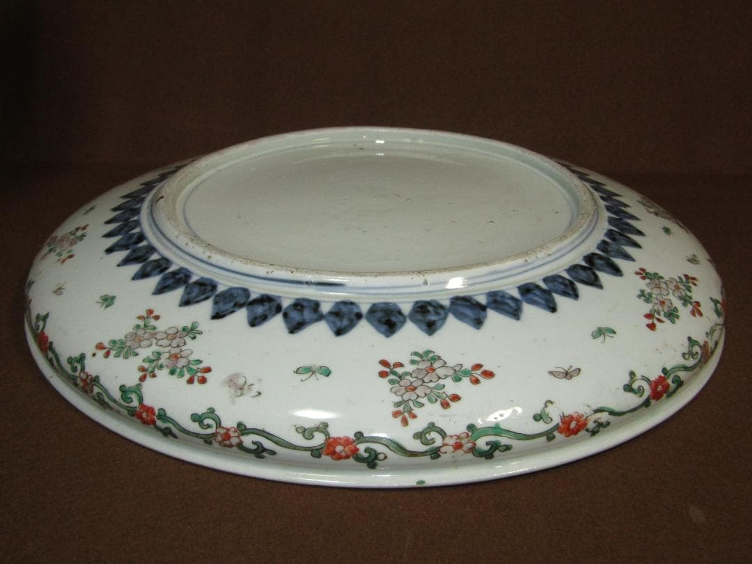 色絵 時代 割絵花見踊り図 一尺四寸 銅鑼鉢・大皿】古伊万里