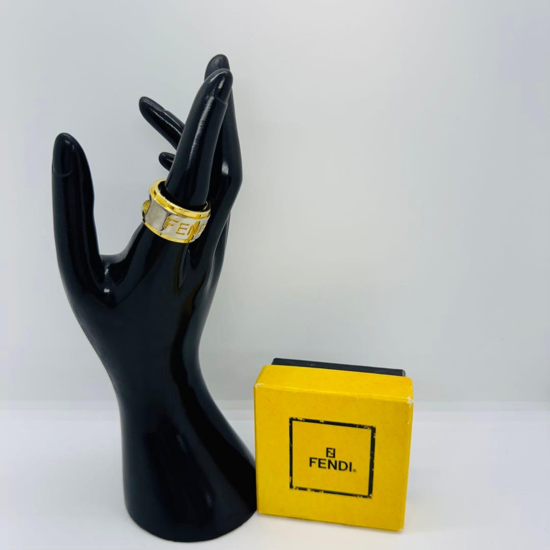 ✨FENDI✨フェンディ✨ロゴ✨コンビ✨箱付き✨スカーフリング✨ FENDI フェンディ ロゴ スカーフリング リング ゴールド シルバー