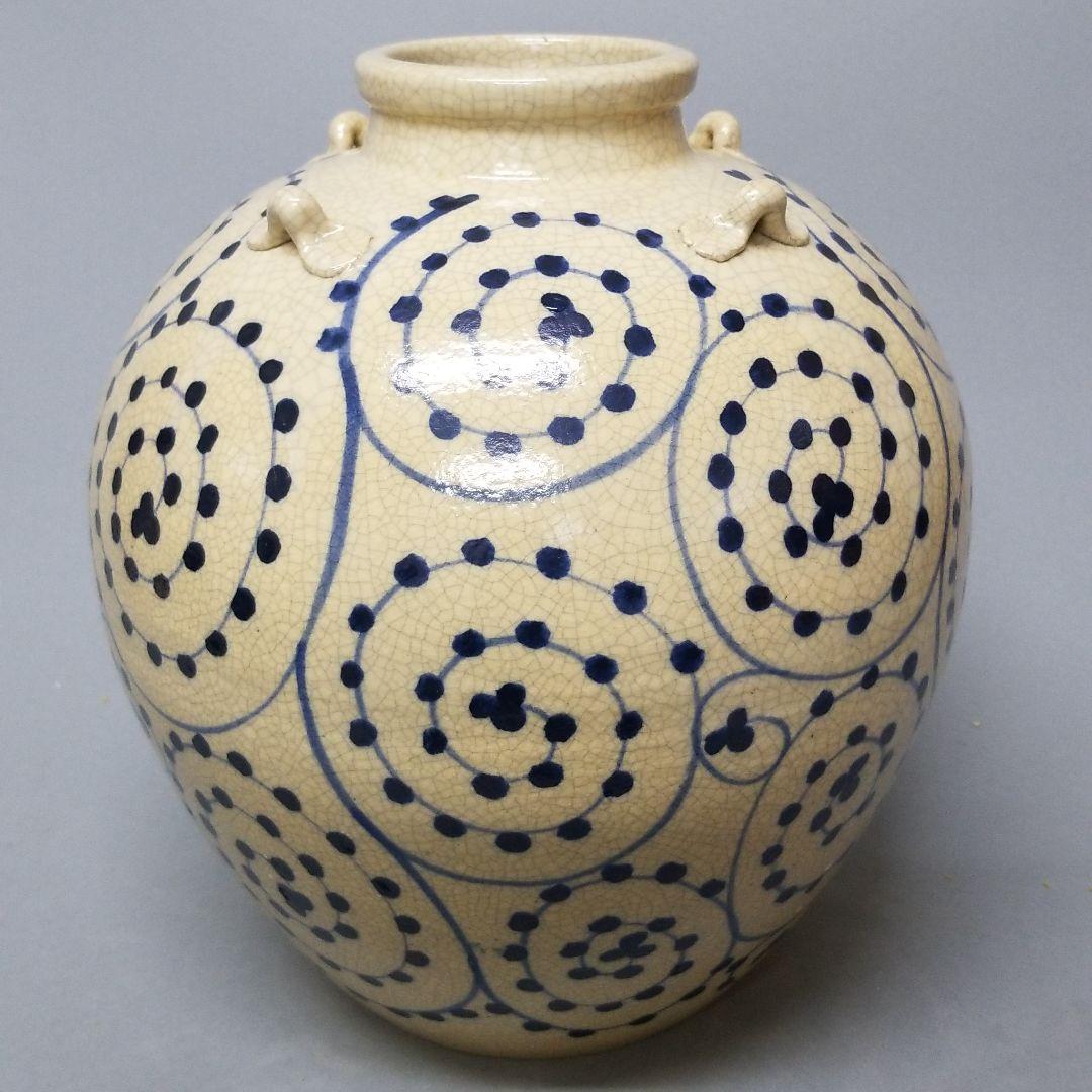 信楽焼 花瓶 花入れ タコ唐草絵 高さ34cm