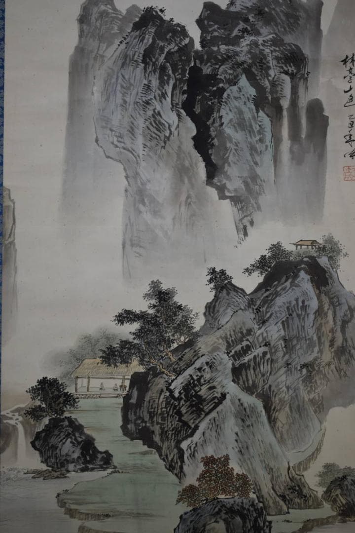 不詳/作者不詳/山水人物図/布袋屋掛軸HF-186