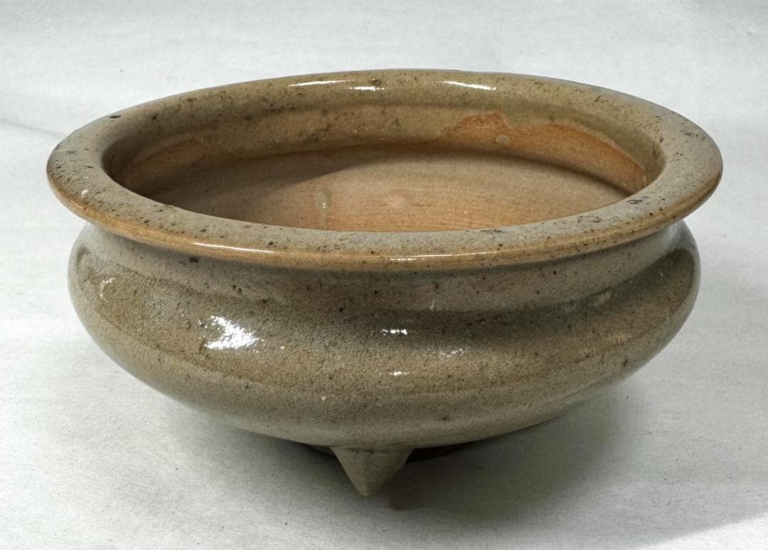 唐物 明時代『 米色青磁香炉 龍泉窯 』 竜泉窯時代物 無傷 箱付WWTT018