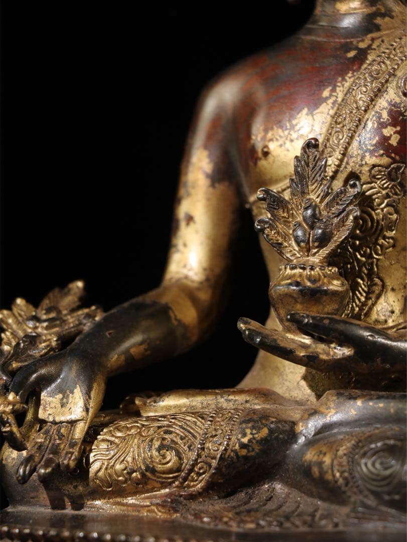 古美術品 仏像 銅像 薬王菩薩仏像 時代物 置物大型 2790g