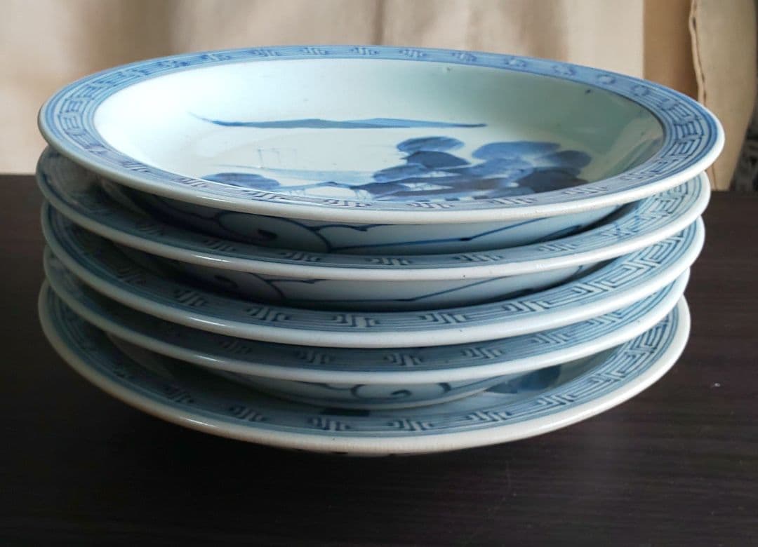 古伊万里 青白磁山水図 平皿5枚セット - メルカリ