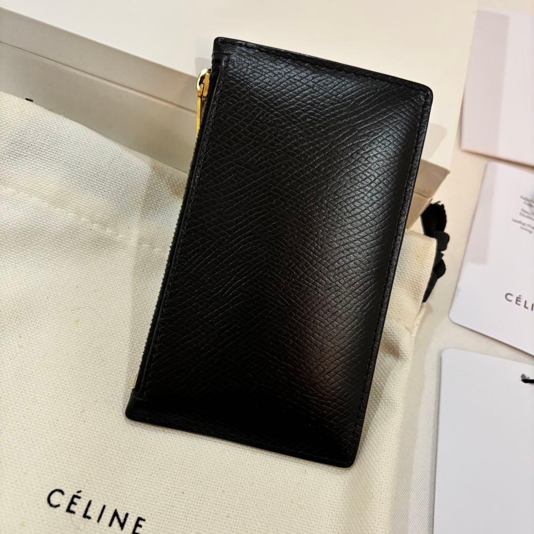小物 CELINE Zipped Compact Card Holder Black
