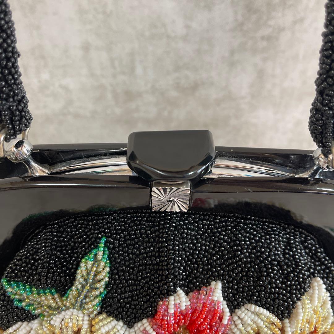 ⭐️一点物⭐️ 総ビーズバッグ 和装 手刺繍 総柄 花柄 和装 がま口