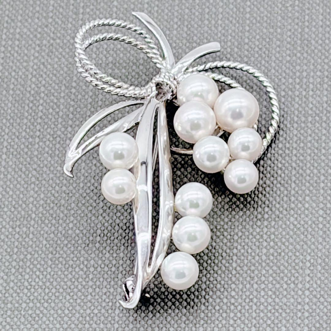 MIKIMOTO ミキモト 11Pパール ブローチ アコヤ真珠 リボン 葡萄 - メルカリ