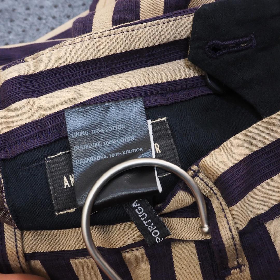 希少【ANN DEMEULEMEESTER】ギミック ストライプ ダブル パンツの通販