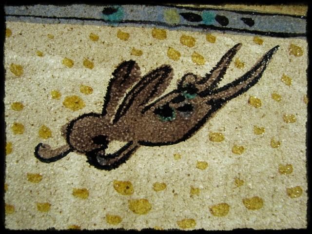 益子焼 杉本浩太郎 色絵 兎紋 角皿 茶道具  d139