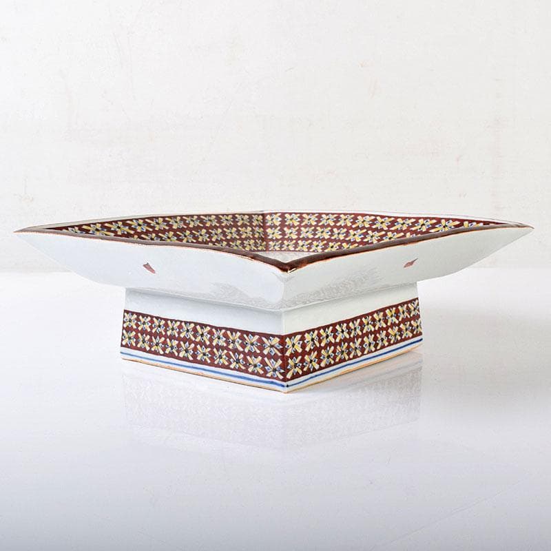 九谷焼 武腰潤作 色絵夏蟹更紗文 四方台皿 共布共箱 Y R8415B - メルカリ