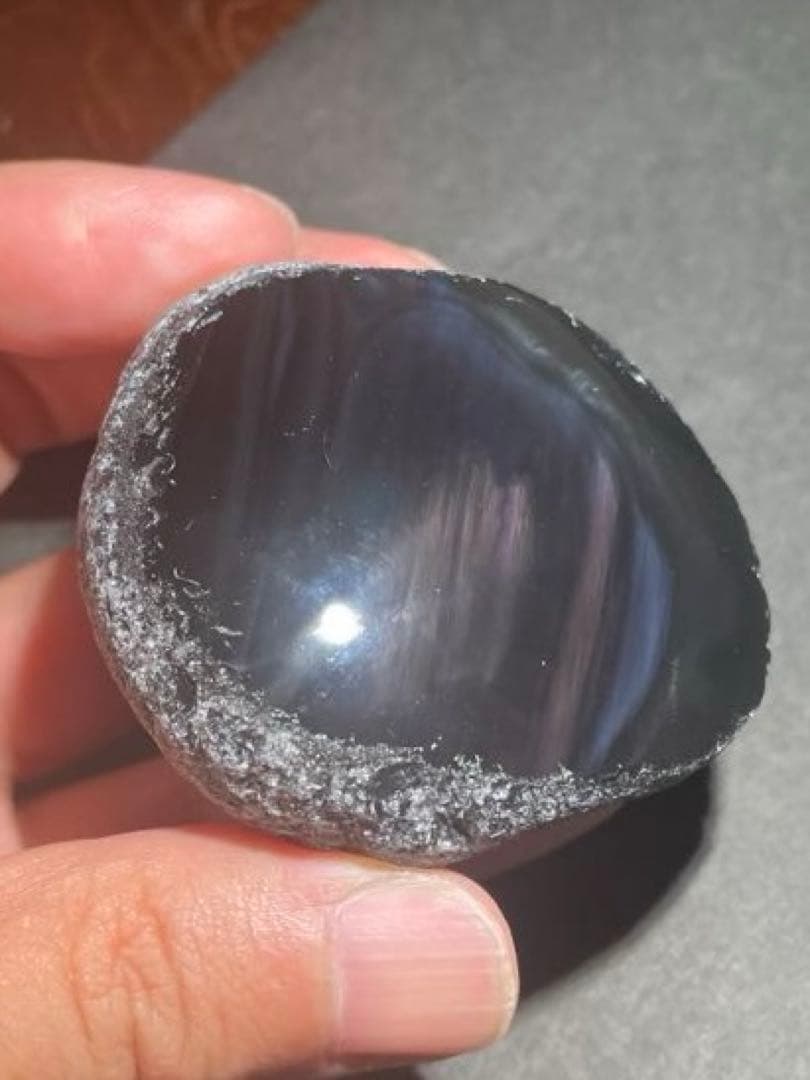 研磨品 十勝石玲瓏 グリーンベースオーロラ レインボーオブシディアン