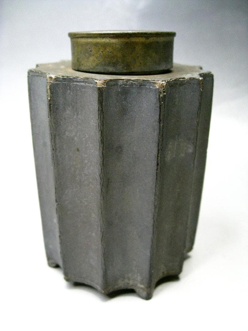 □ 煎茶道具 古錫 茶入 蔵六居造 秦蔵六 52□ 茶壷 錫製 茶心 茶器