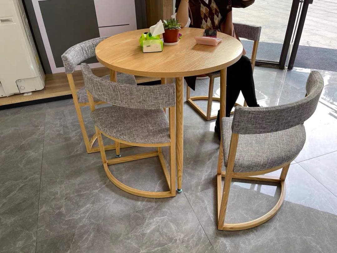 ナチュラルウッド 丸型ダイニングテーブルセット