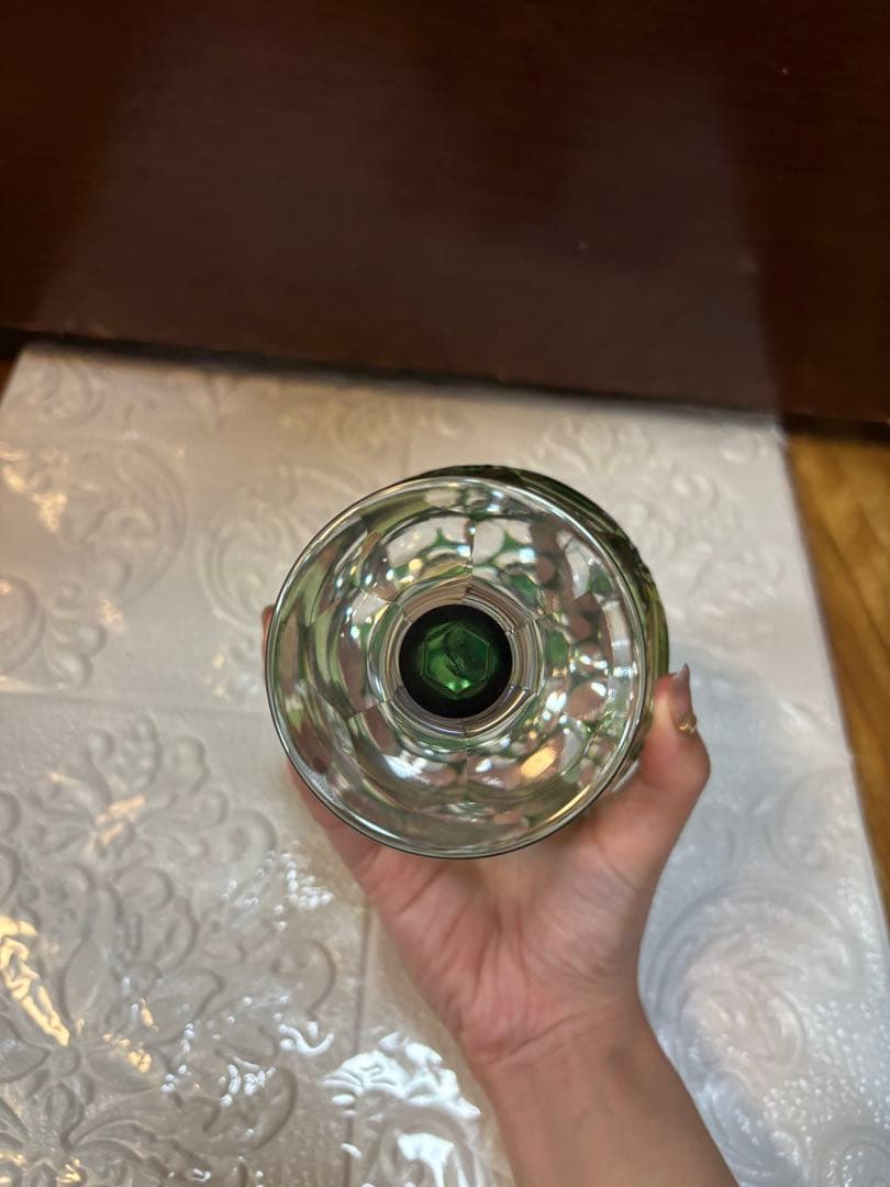 KAGAMI カガミクリスタル 江戸切子 緑切子 キャンディポット