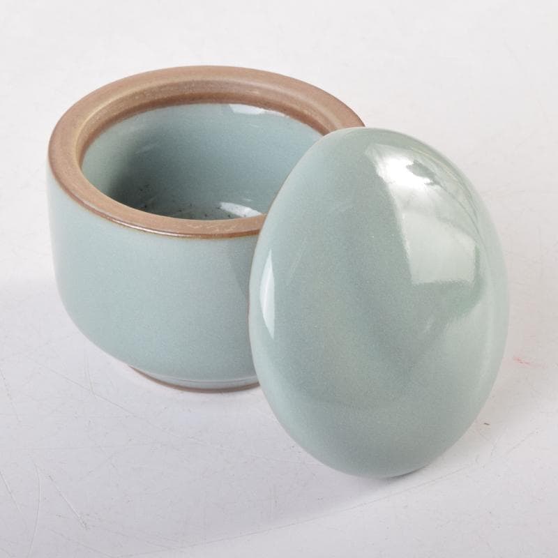 茶道具 諏訪蘇山作 青磁 桃香合 堀内宗完(兼中斎)書付 共箱