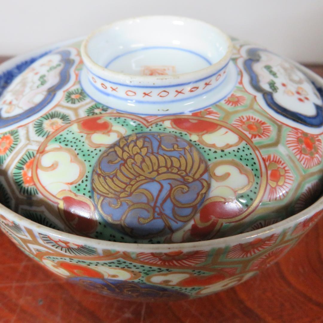 蓋物 ペア 色絵付 錦蒸し茶碗 金彩 古伊万里 蔵出し 初荷 - メルカリ