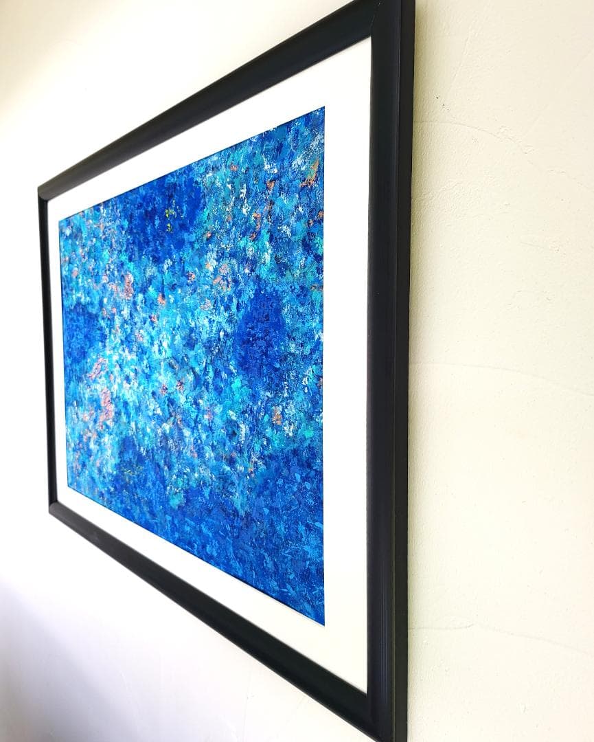 専用】石垣の海に風がそよぐ / 抽象画 46×63㎝ A2 額縁