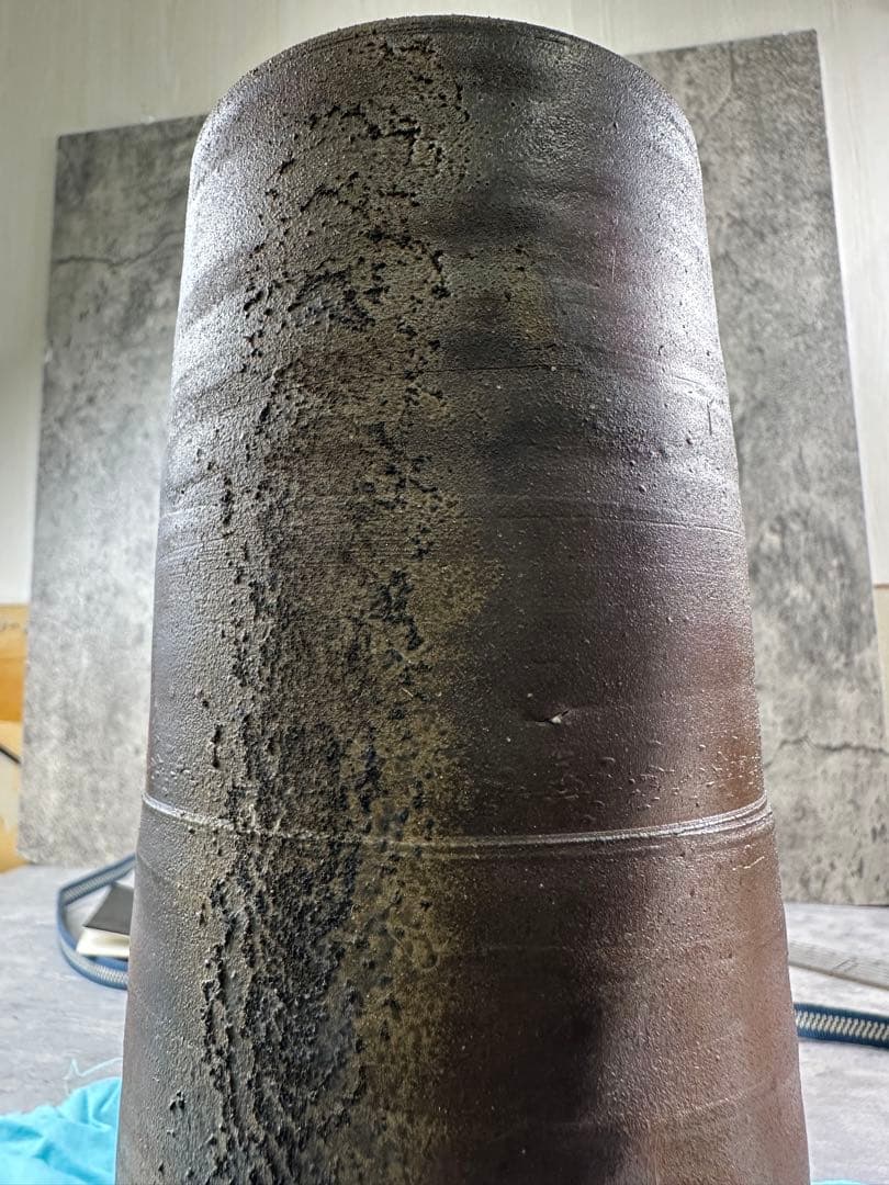 【未使用】備前焼　人間国宝 藤原雄 花入 共箱 共布 栞