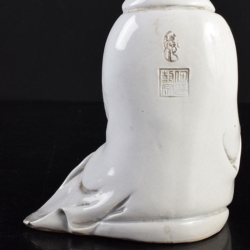 中国 徳化窯白磁 観音菩薩像 C 7889E 白磁観音